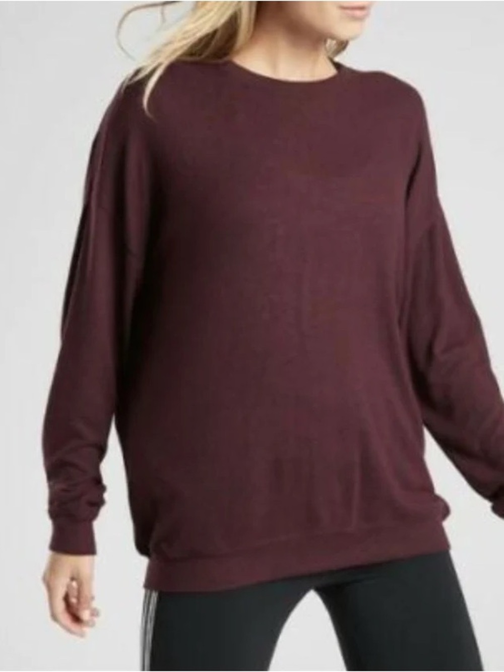 Athleta Burgundy Heather Mindful Soft Pullover Sweater - Picture 3 of 10